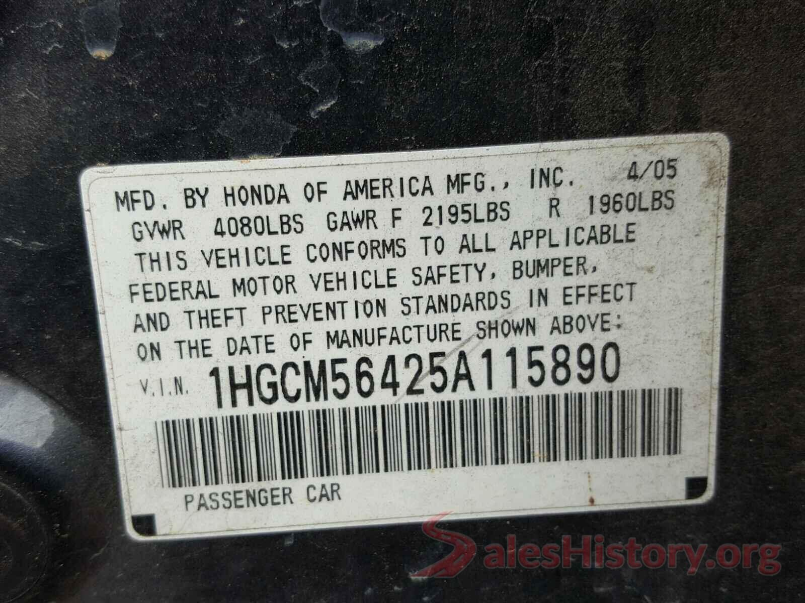 1HGCT1B81GA010796 2005 HONDA ACCORD