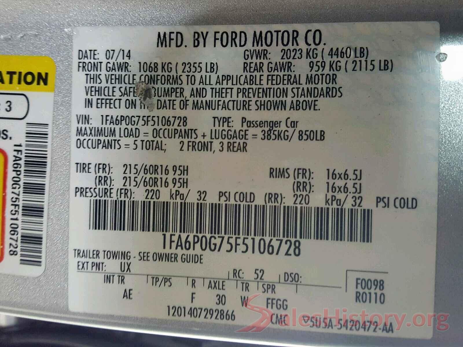 5NPD84LF6HH063331 2015 FORD FUSION