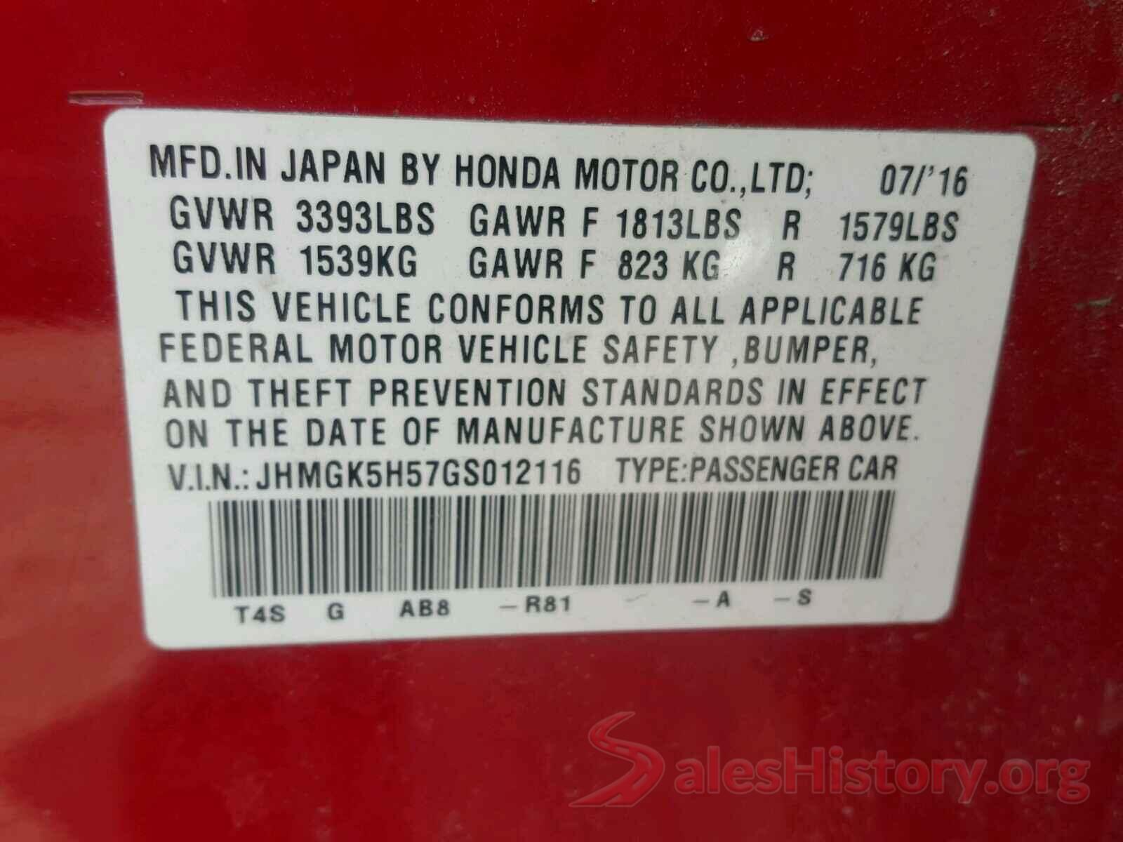 5NPD84LF2HH188438 2016 HONDA FIT