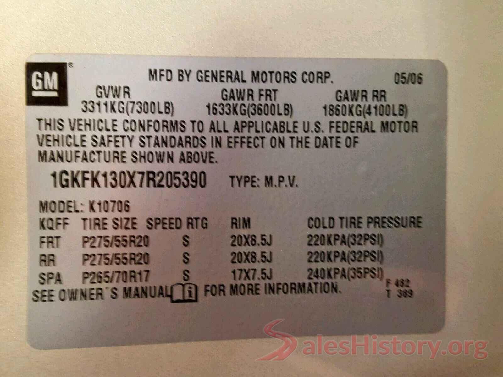 5NPD84LF1JH305996 2007 GMC YUKON