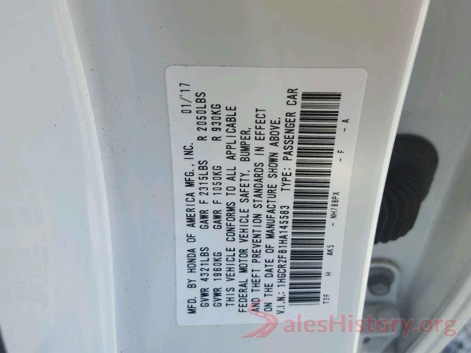 19XFC2F59GE042670 2017 HONDA ACCORD