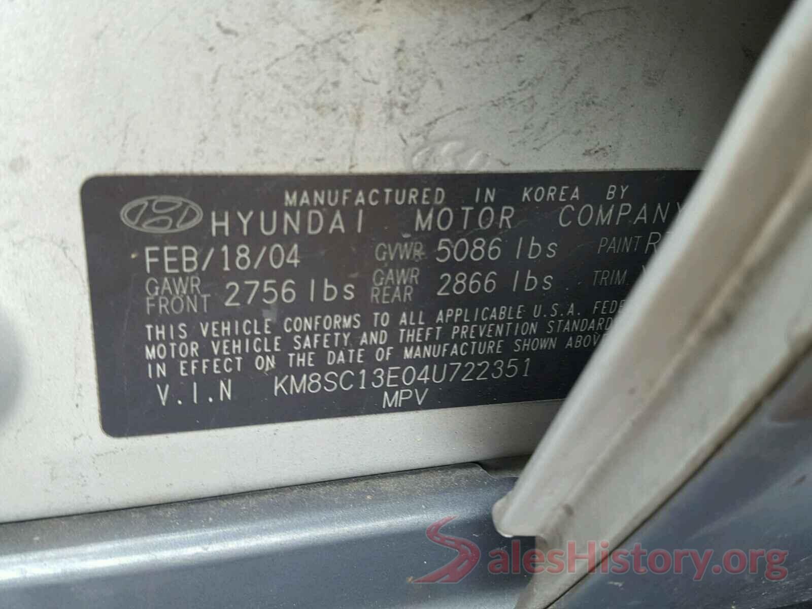 KNAFX4A67G5557885 2004 HYUNDAI SANTA FE