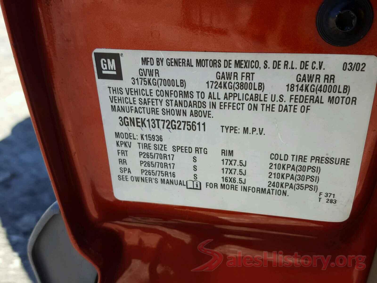 1HGCV1F56JA119868 2002 CHEVROLET AVALANCHE