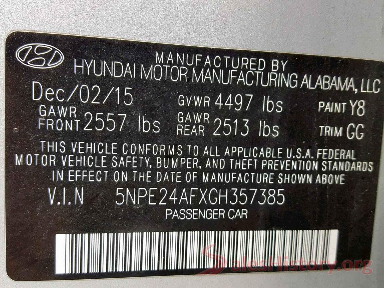 4S3BNAF6XJ3015441 2016 HYUNDAI SONATA