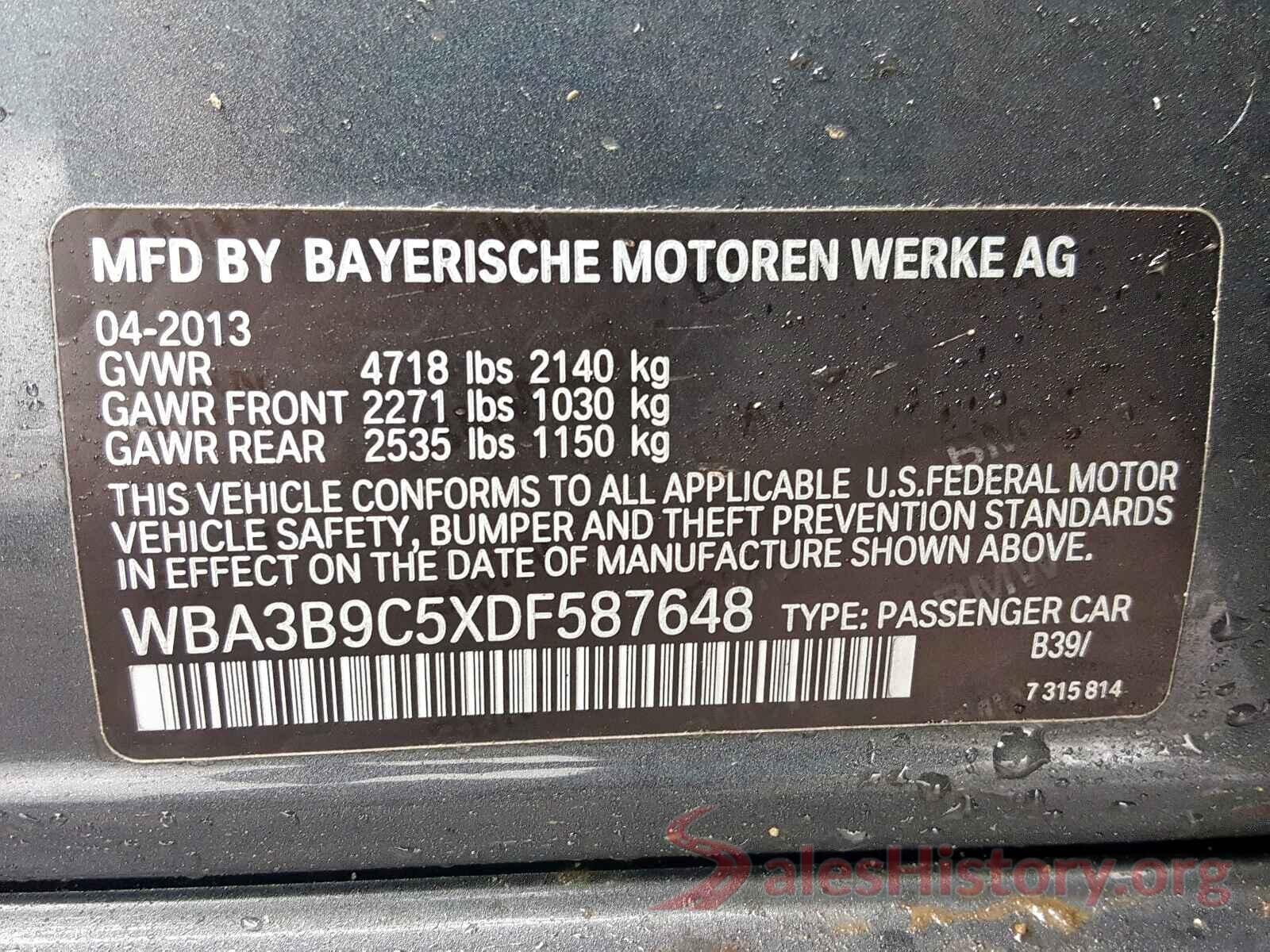 KNALC4J13H5077900 2013 BMW 3 SERIES