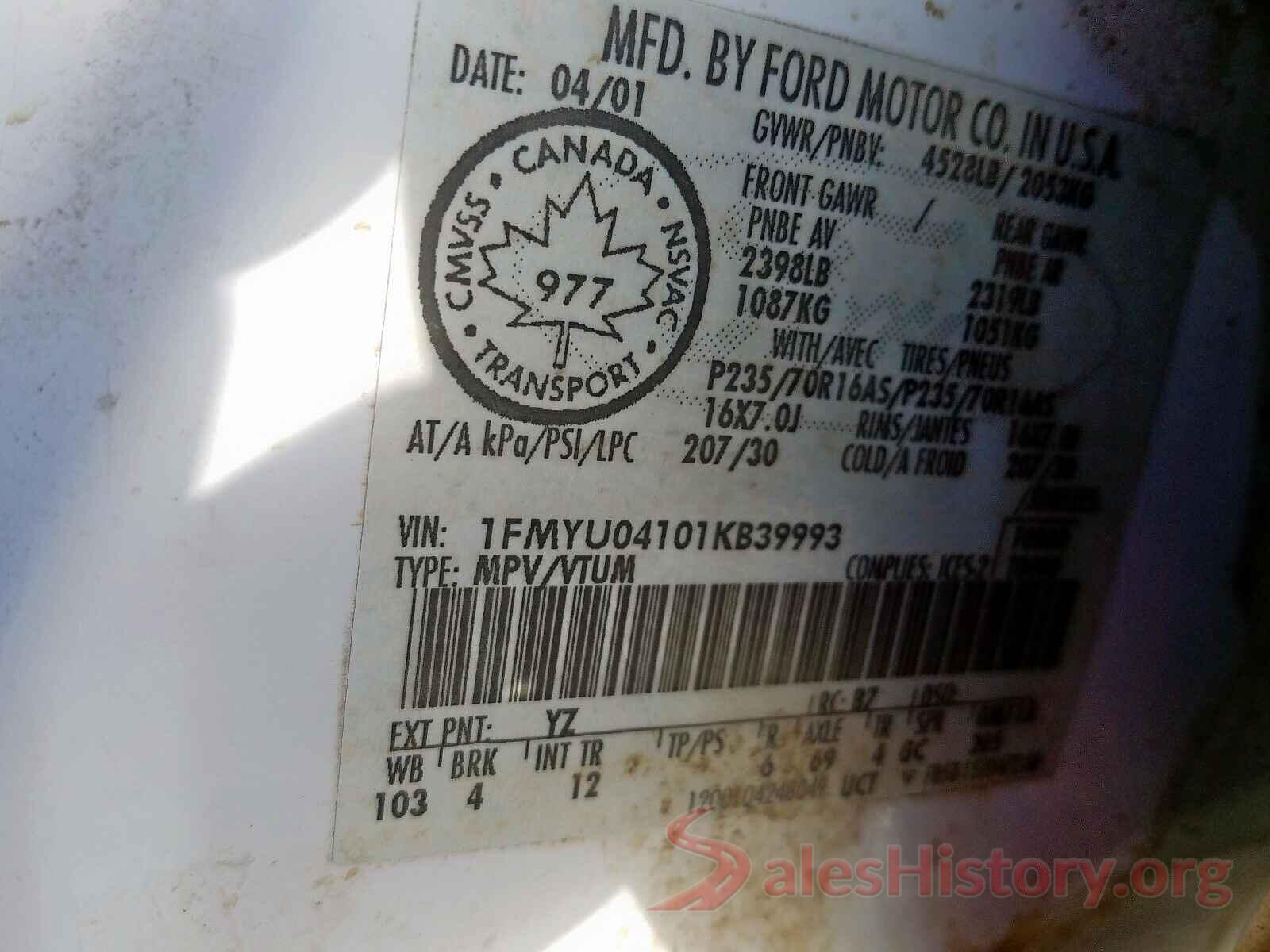 1FTYR1YMXGKB03222 2001 FORD ESCAPE