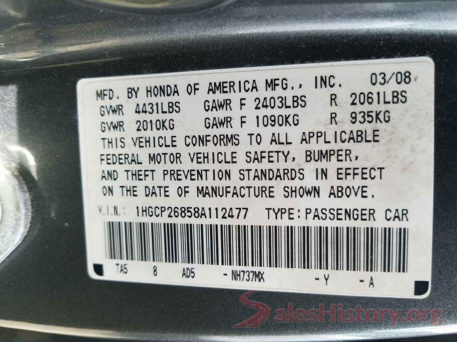 KM8J23A48MU293321 2008 HONDA ACCORD