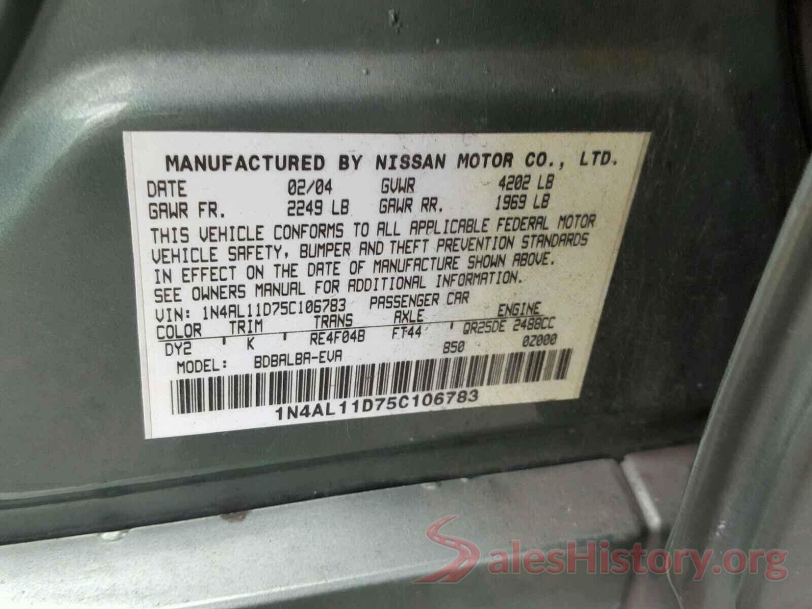 4T1B11HK4JU118513 2005 NISSAN ALTIMA S