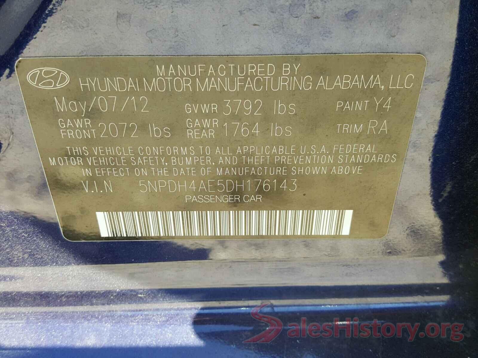 5NPE24AF4JH676367 2013 HYUNDAI ELANTRA