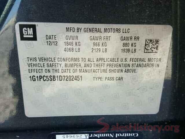 2HKRM3H77GH500071 2013 CHEVROLET CRUZE