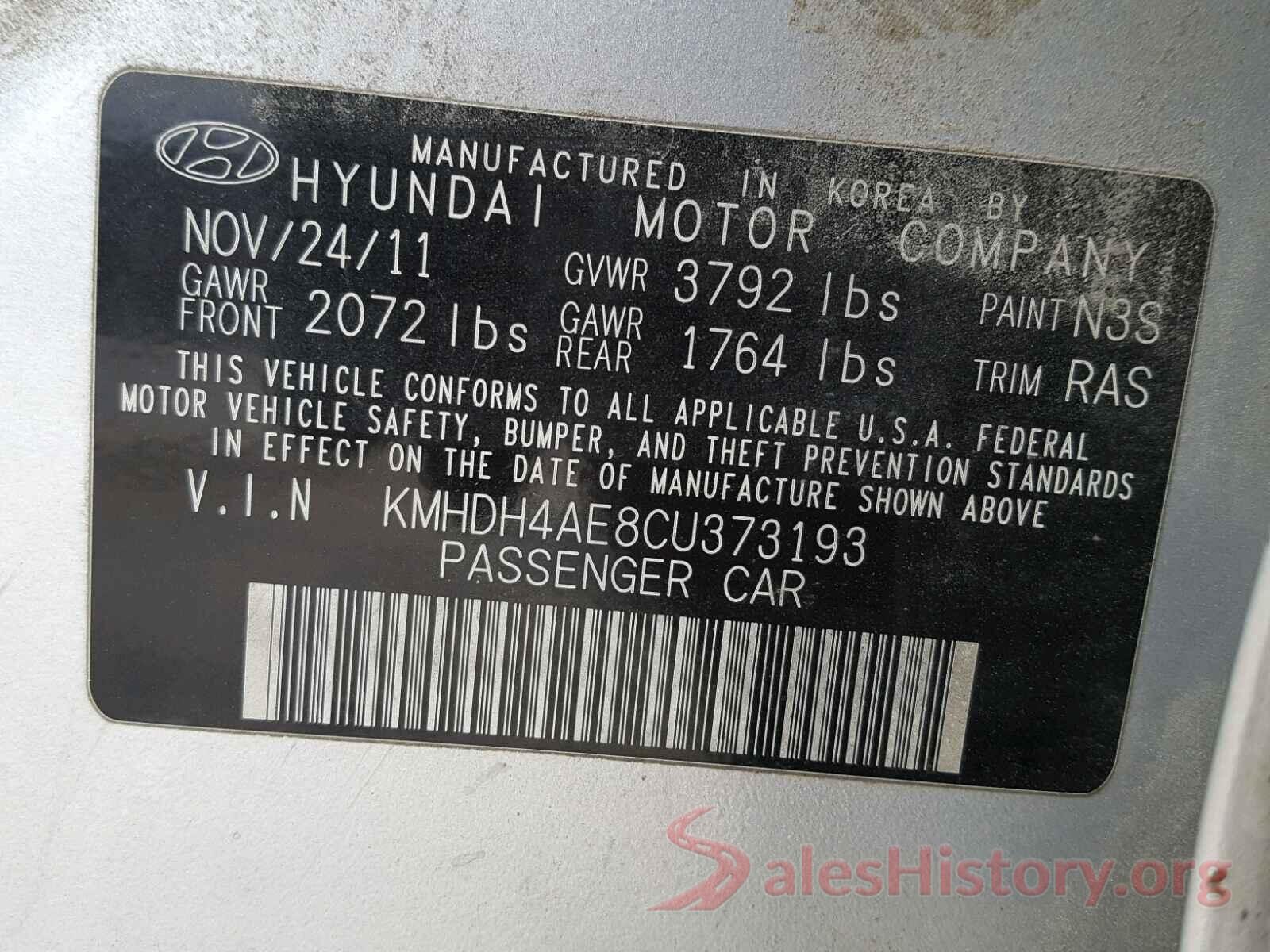 JN8AT2MT0LW043934 2012 HYUNDAI ELANTRA