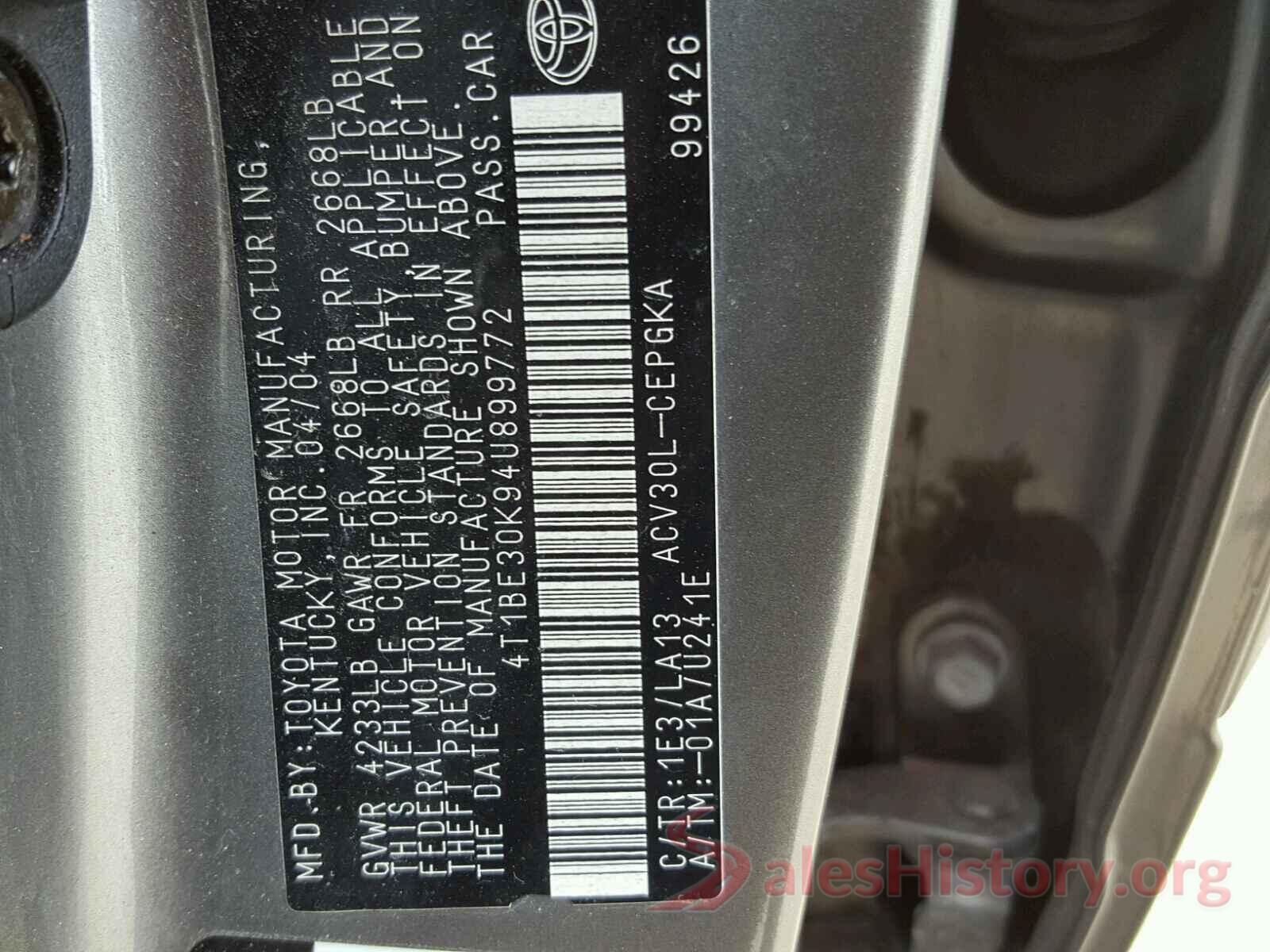 2T3F1RFV8LC090613 2004 TOYOTA CAMRY