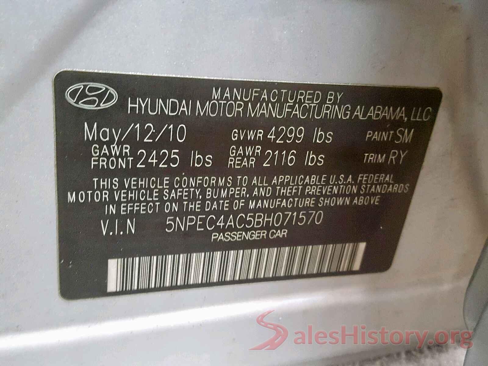 ZACCJABB9HPG46142 2011 HYUNDAI SONATA