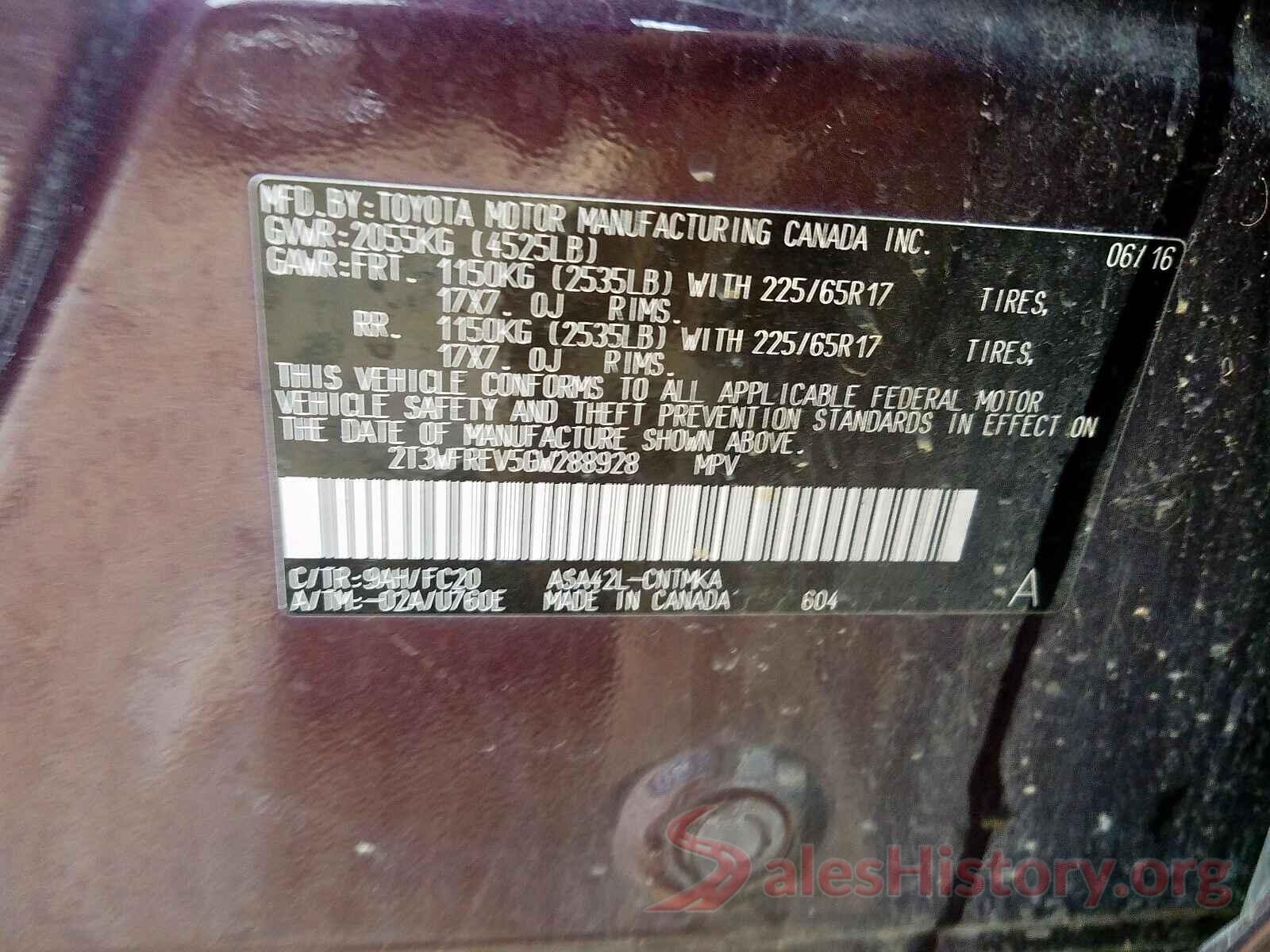 2T3WFREV5GW288928 2016 TOYOTA RAV4