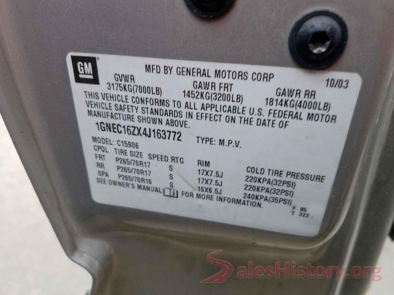 3KPFK4A71HE060475 2004 CHEVROLET SUBURBAN