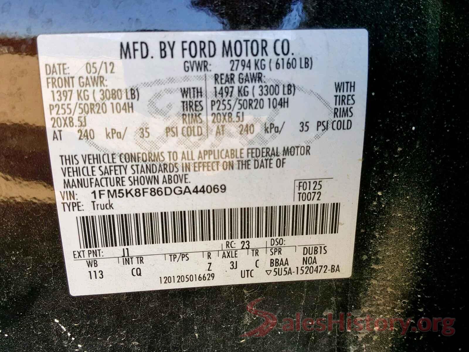 5TFBY5F15LX940336 2013 FORD EXPLORER L