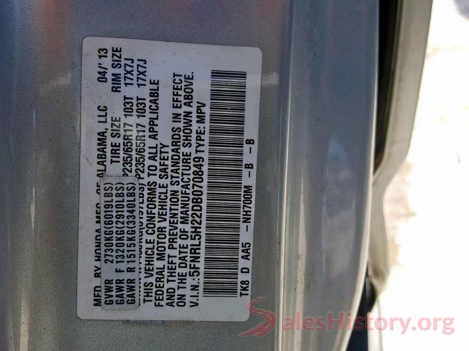 KM8J33A49HU448851 2013 HONDA ODYSSEY LX