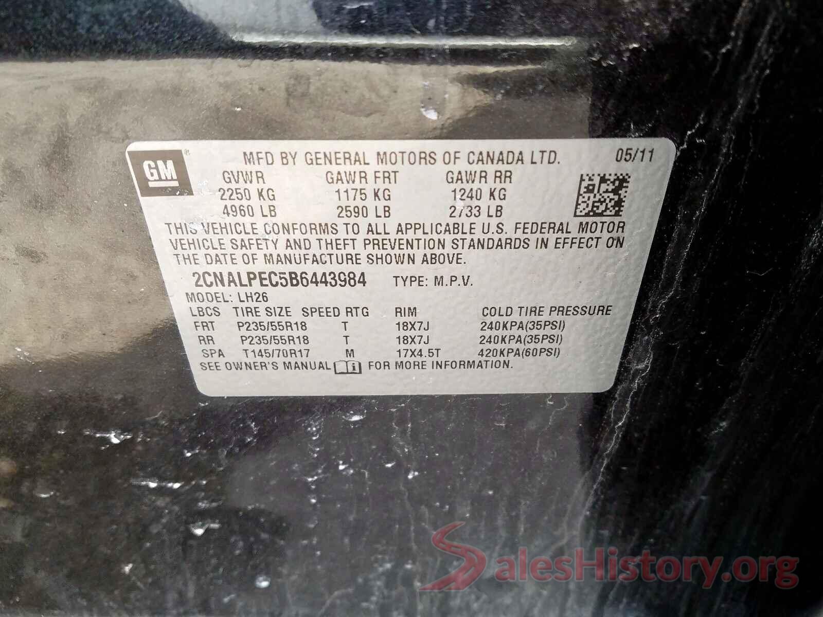 5XYZUDLB1JG527251 2011 CHEVROLET EQUINOX