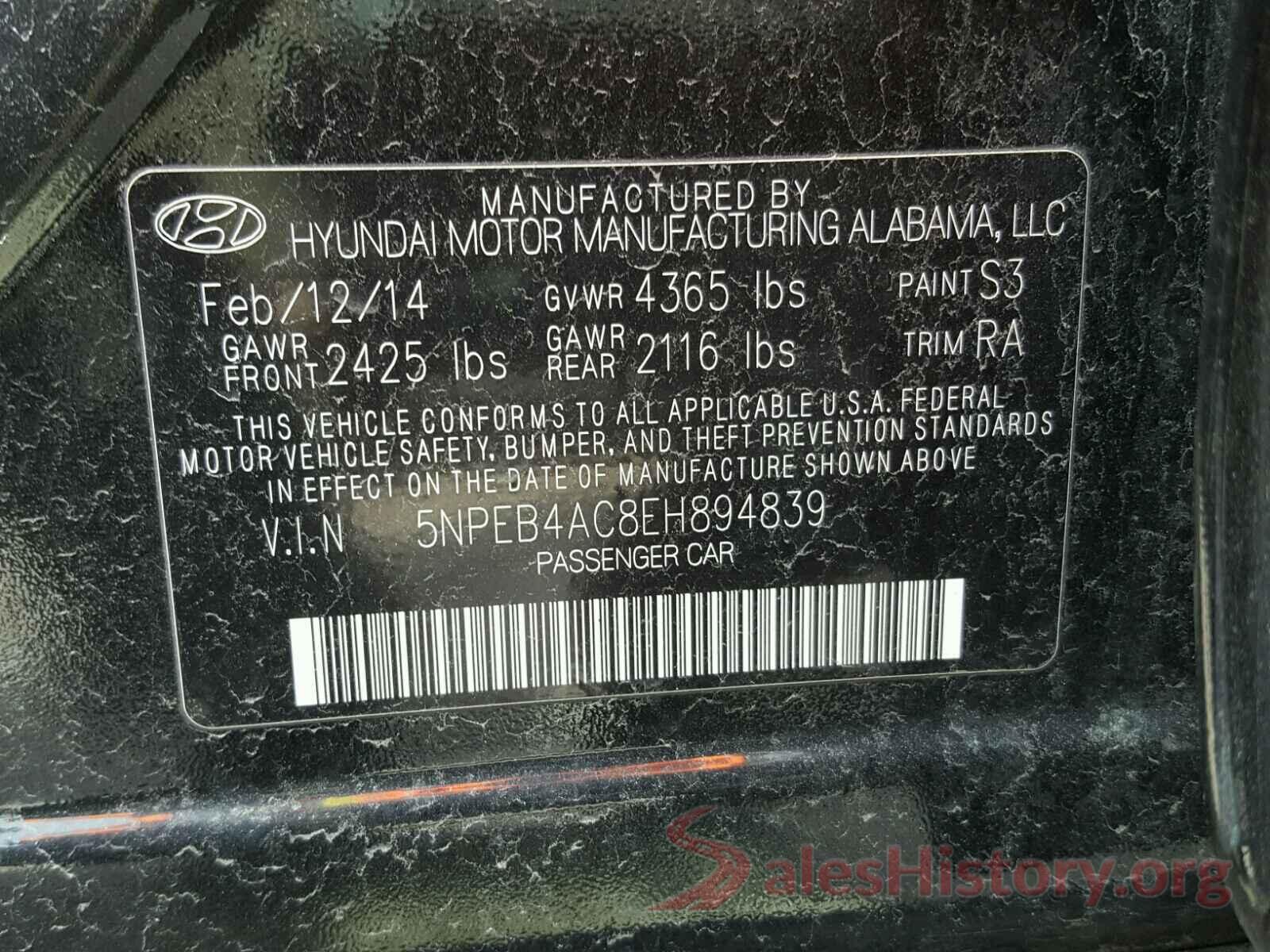 58AE21B16LU012375 2014 HYUNDAI SONATA