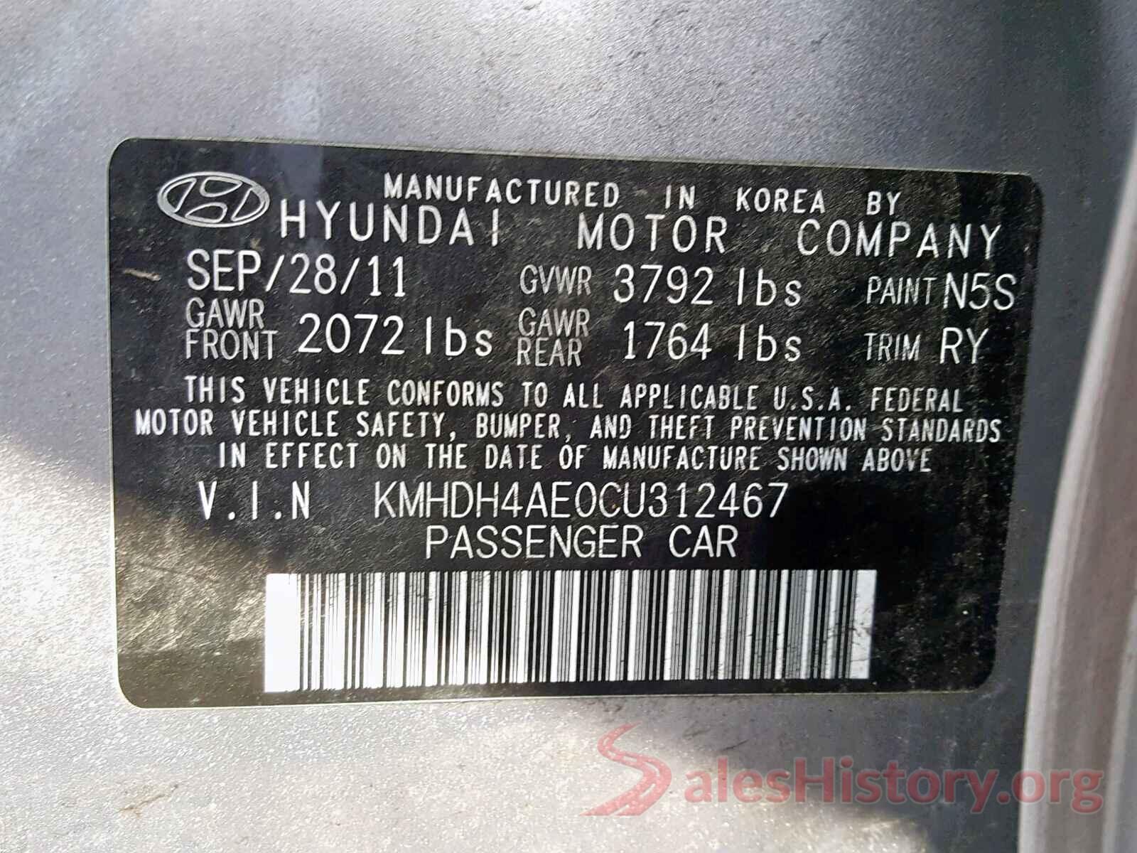 3KPF54AD7KE057102 2012 HYUNDAI ELANTRA