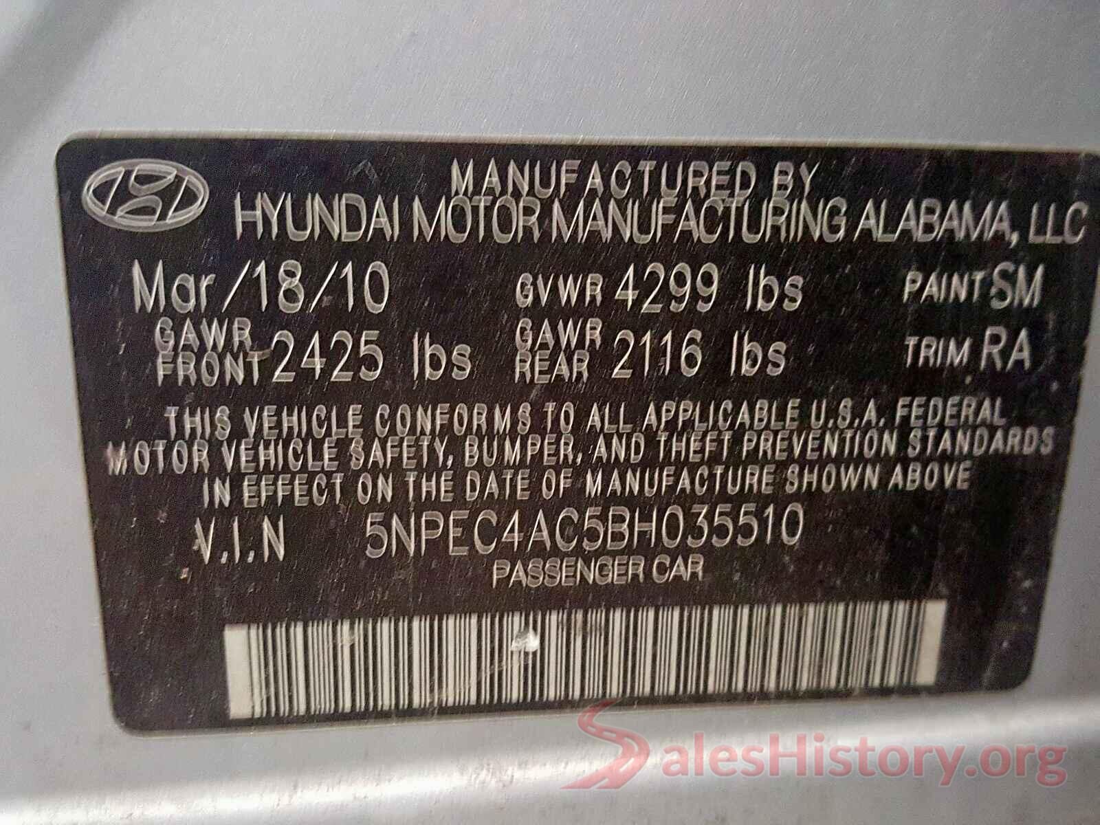 5YFBURHE2GP565688 2011 HYUNDAI SONATA