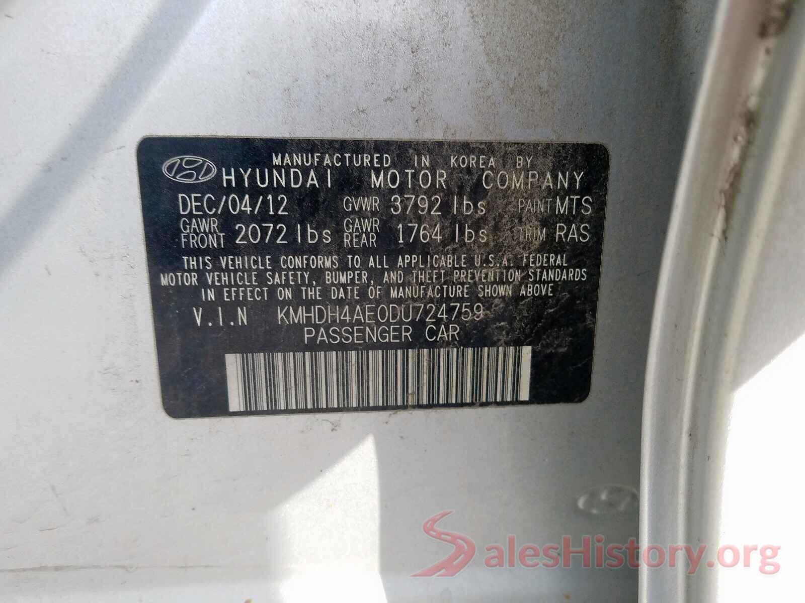 WDDZF4JB4KA677889 2013 HYUNDAI ELANTRA