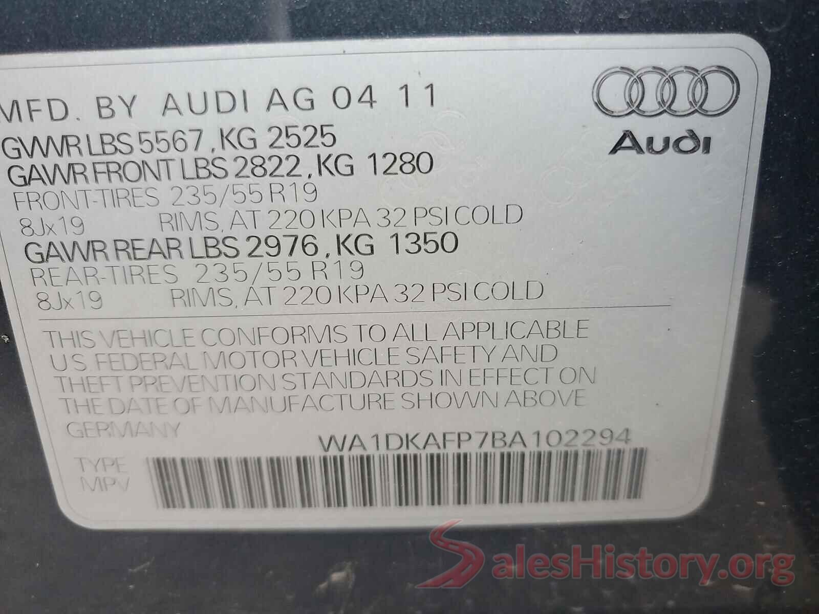 1C4RJECG8JC141554 2011 AUDI Q5