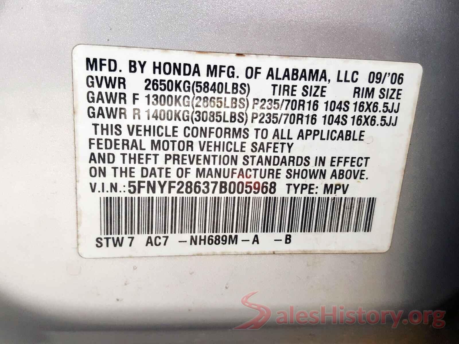 KNDJN2A21K7920425 2007 HONDA PILOT