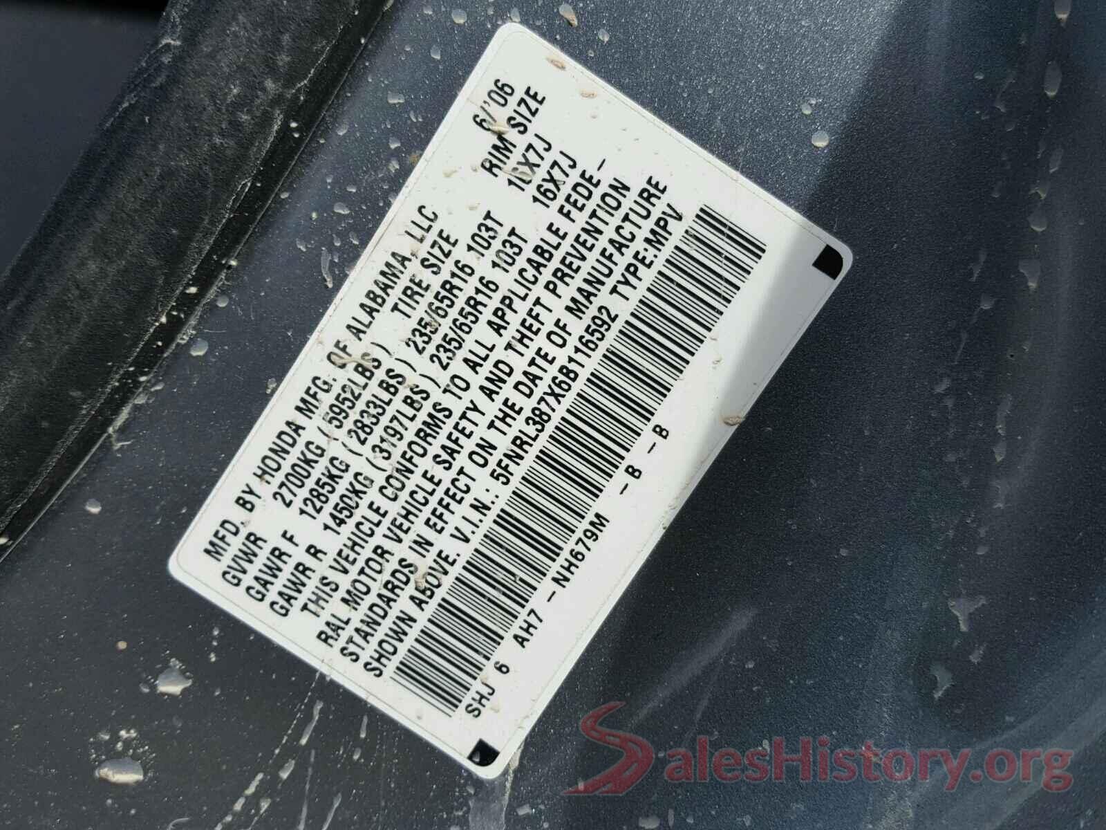 JF2SJADC3GG462166 2006 HONDA ODYSSEY