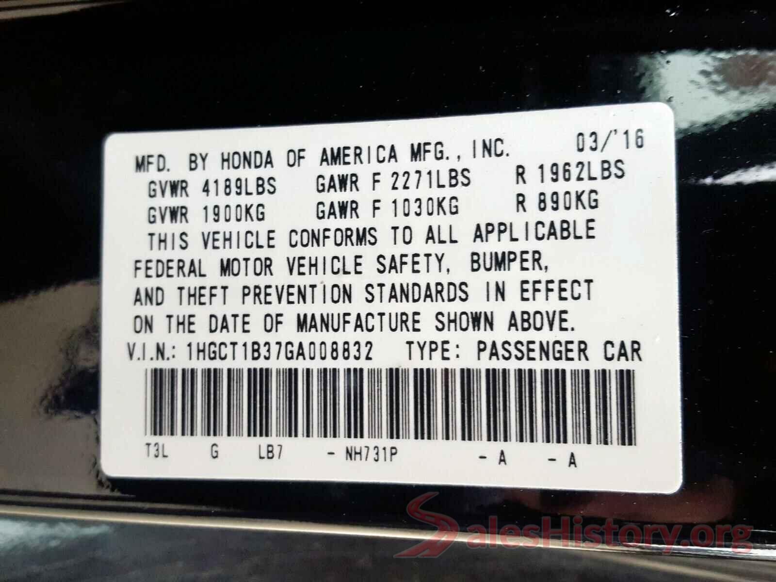 KNDPMCAC1J7370881 2016 HONDA ACCORD