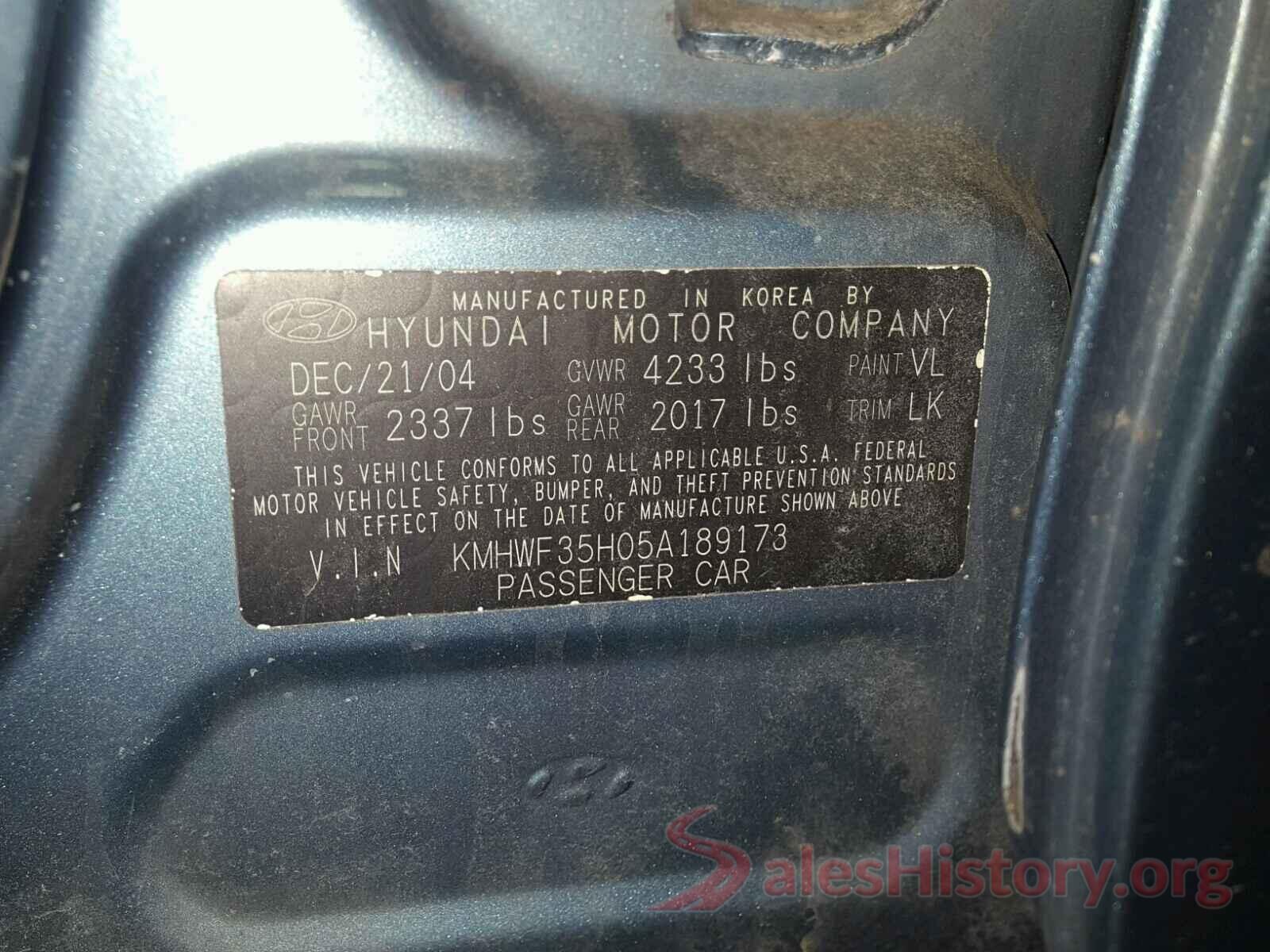 5NPE34AF5HH438888 2005 HYUNDAI SONATA