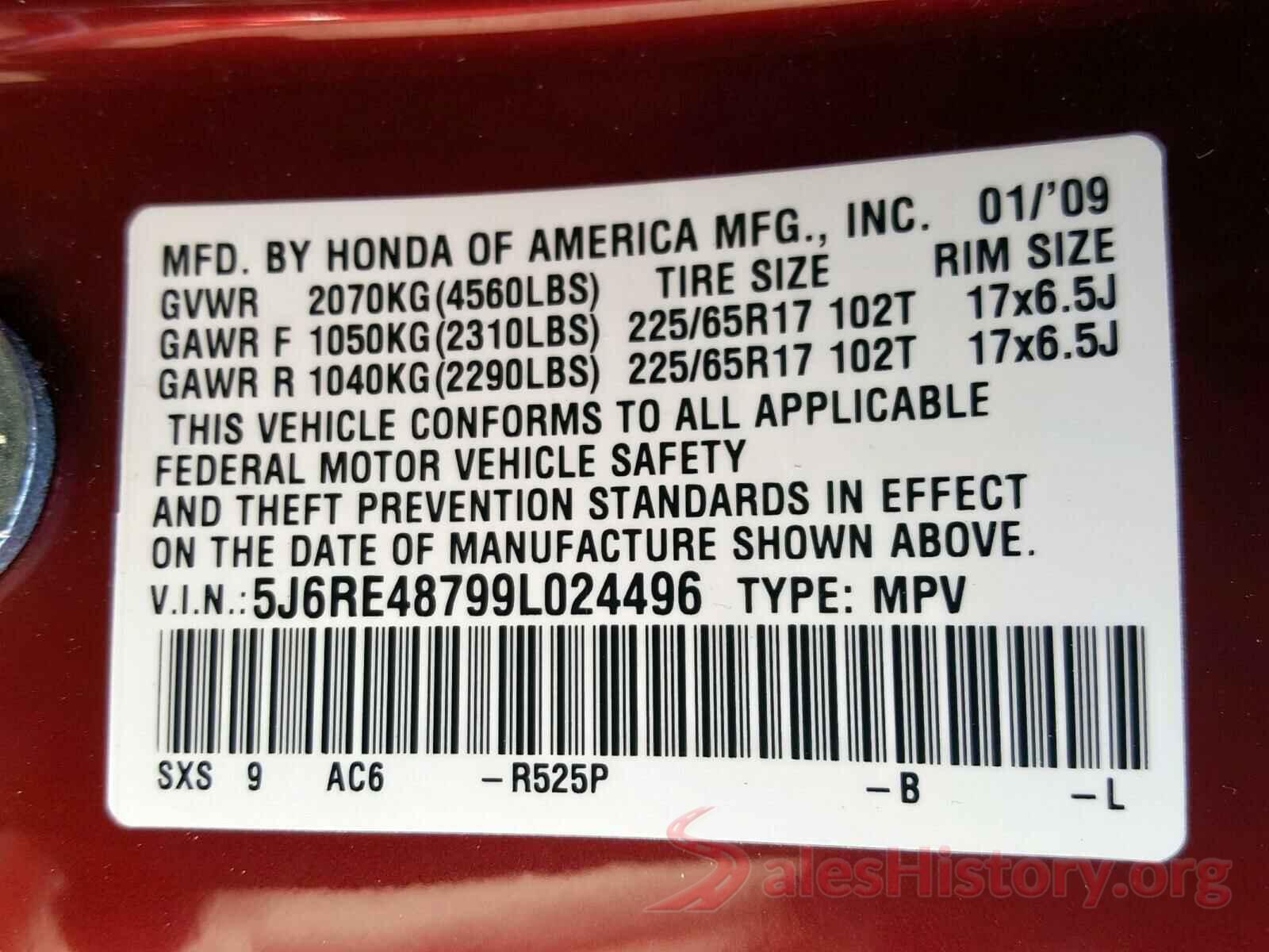 5NPD74LF4HH091809 2009 HONDA CR-V EXL