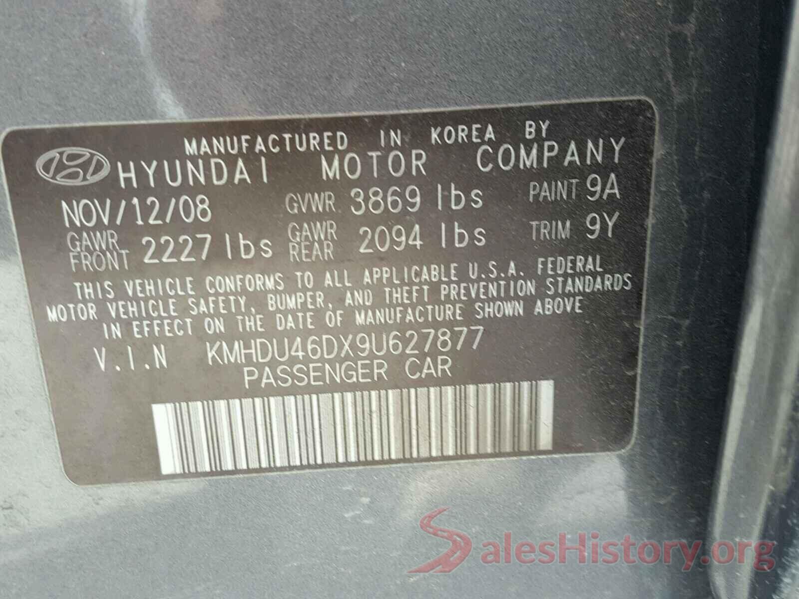 1C4HJWFG5HL642652 2009 HYUNDAI ELANTRA