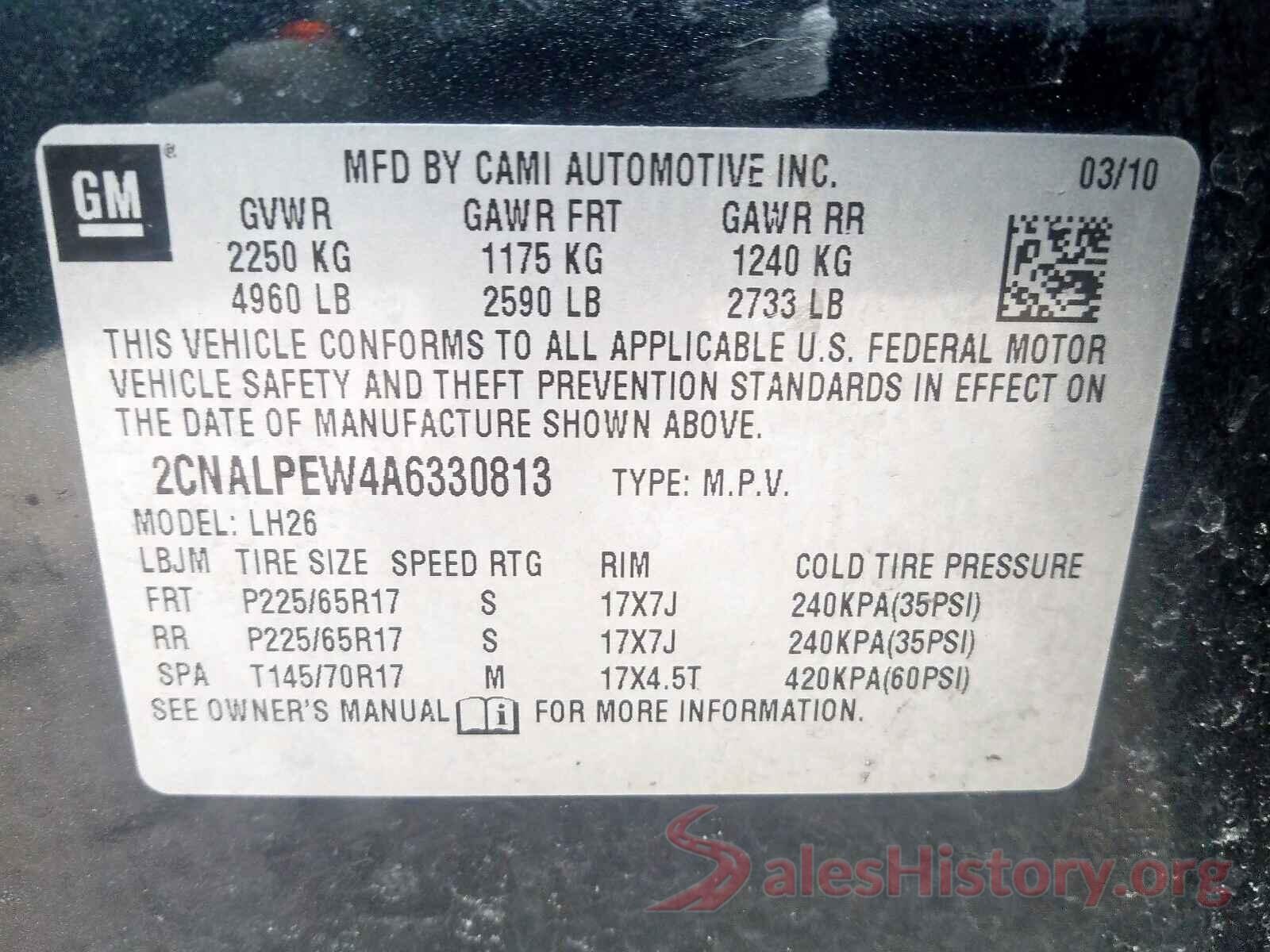 55SWF8DB9LU326855 2010 CHEVROLET EQUINOX