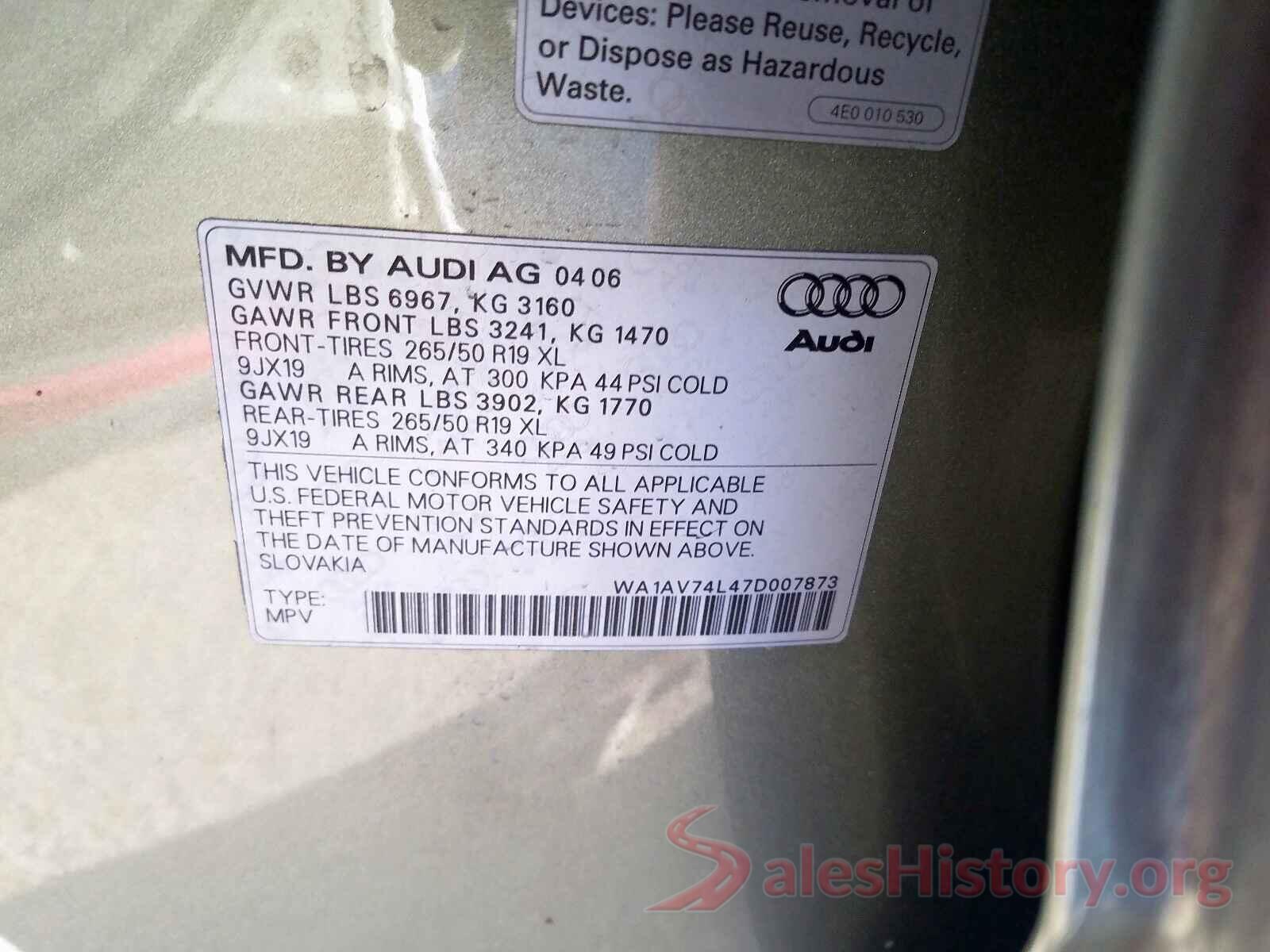 KM8J23A45JU653768 2007 AUDI Q7