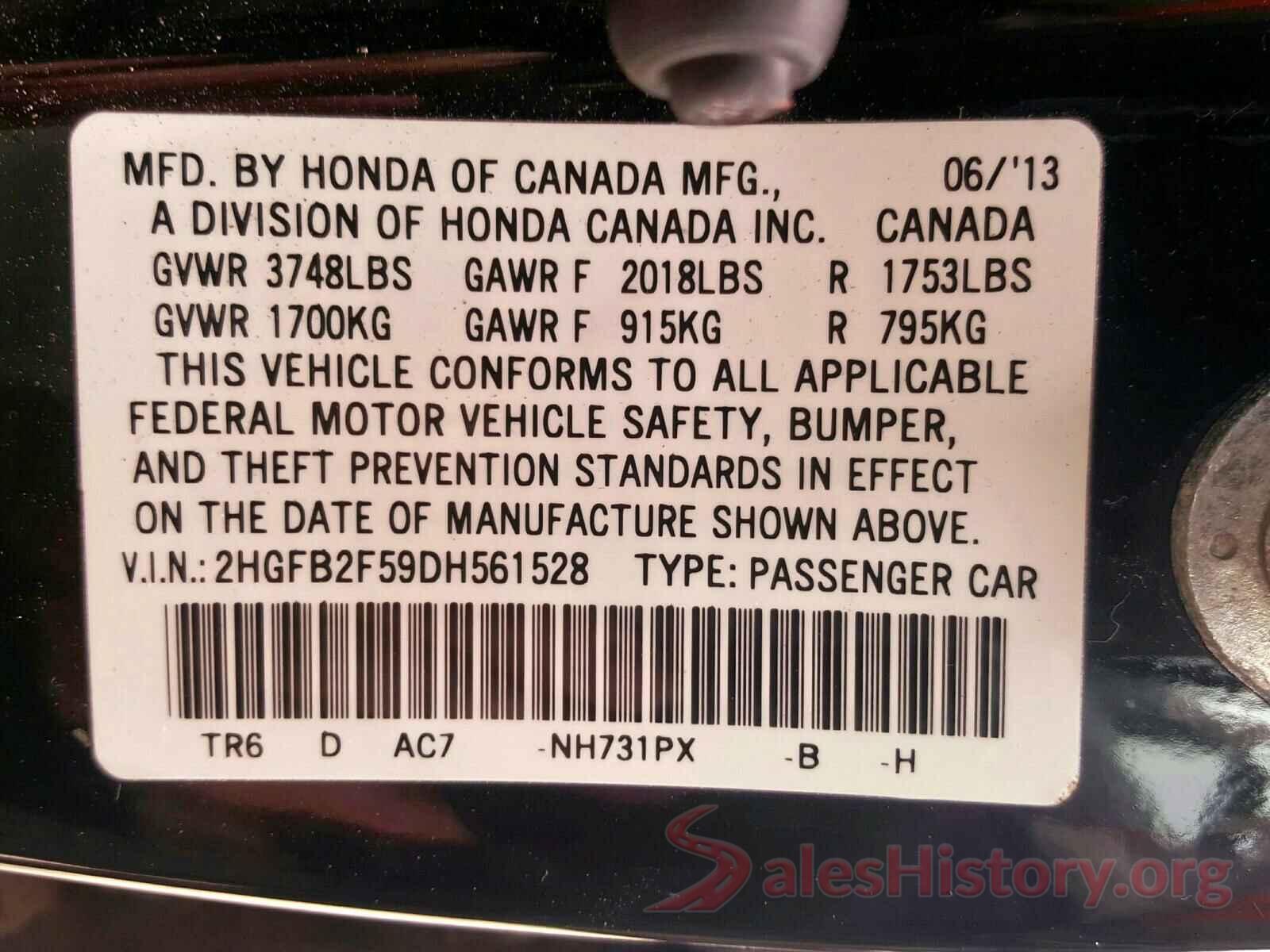 3N1CE2CP3HL358522 2013 HONDA CIVIC