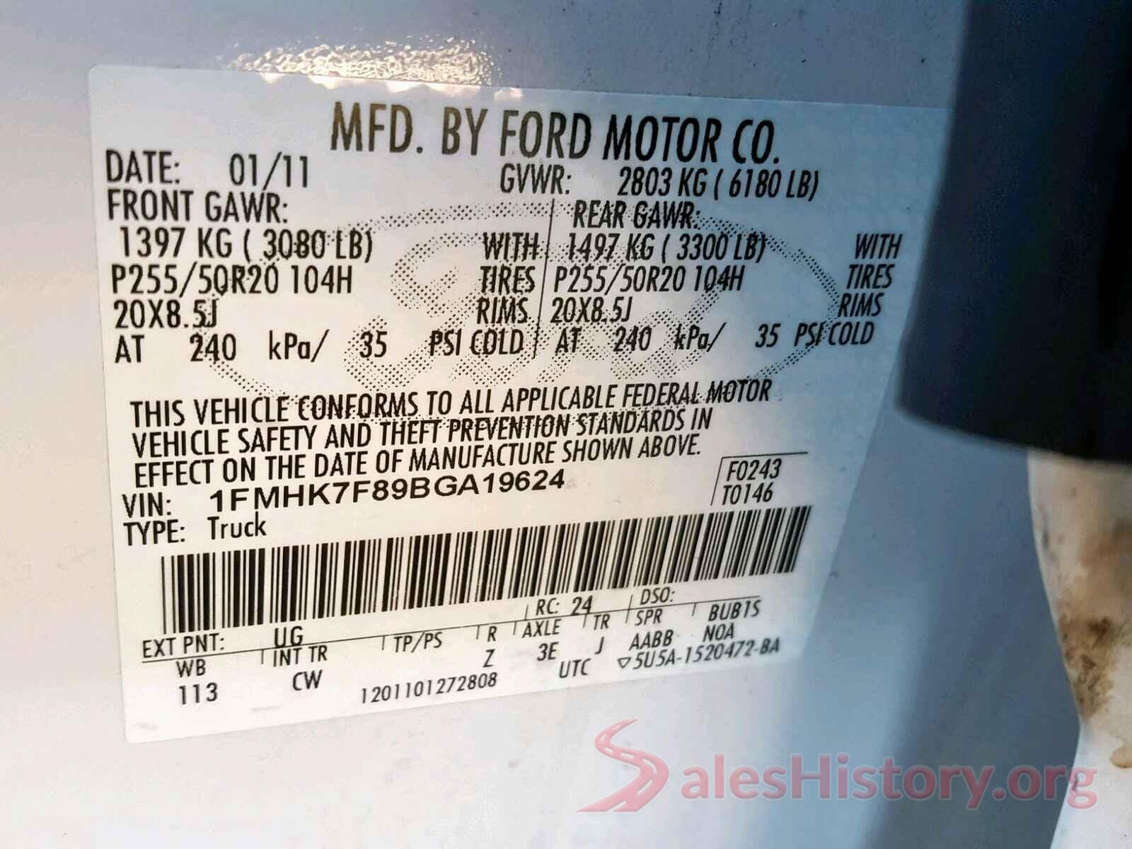 1FTBW2CM1GKB40929 2011 FORD EXPLORER L