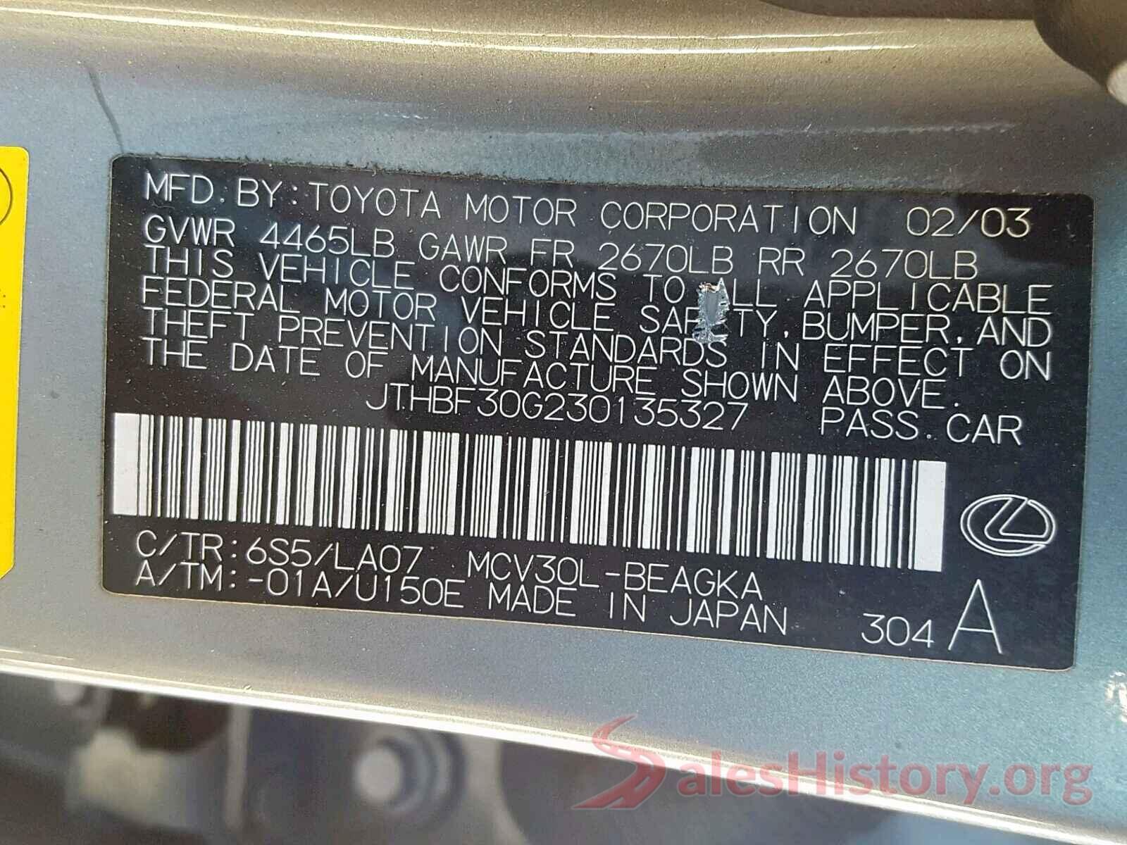 WDDWJ8HB0HF442870 2003 LEXUS ES300