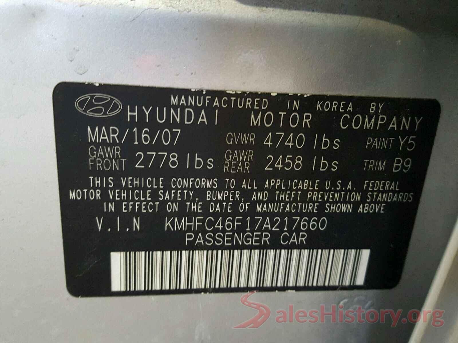 3KPF24AD6KE104144 2007 HYUNDAI AZERA