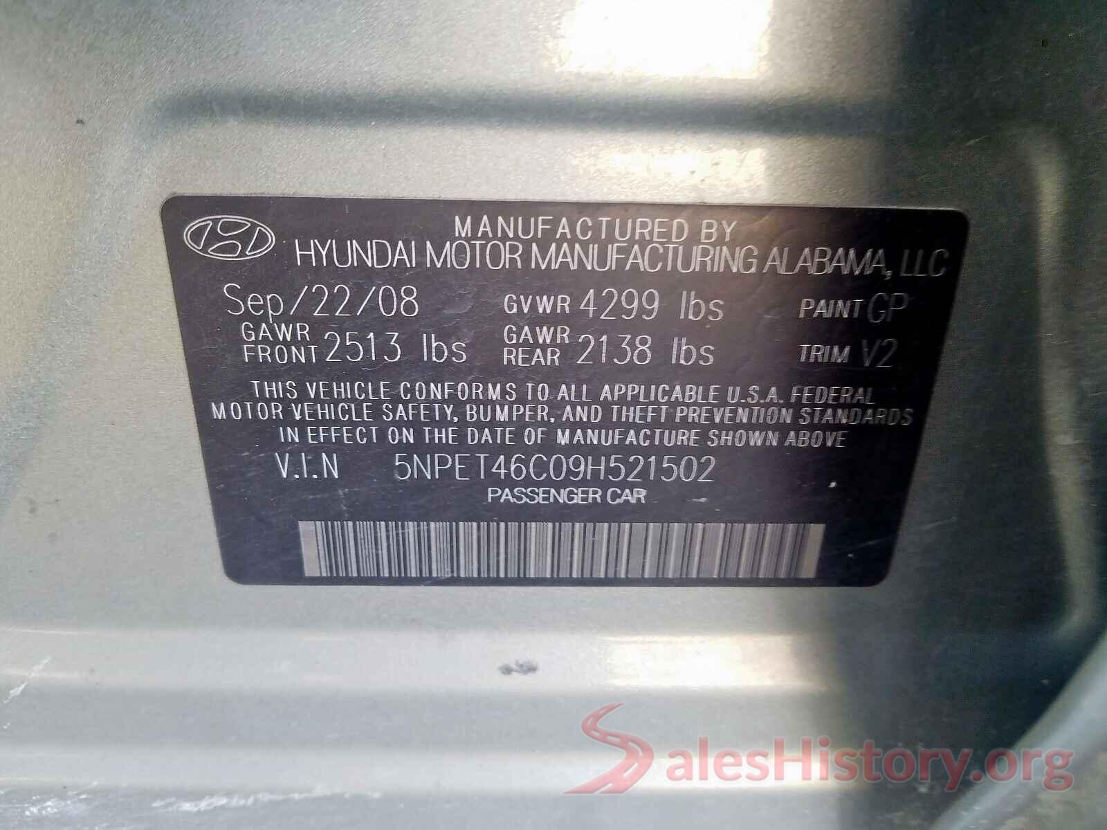 KM8J33A42HU526225 2009 HYUNDAI SONATA