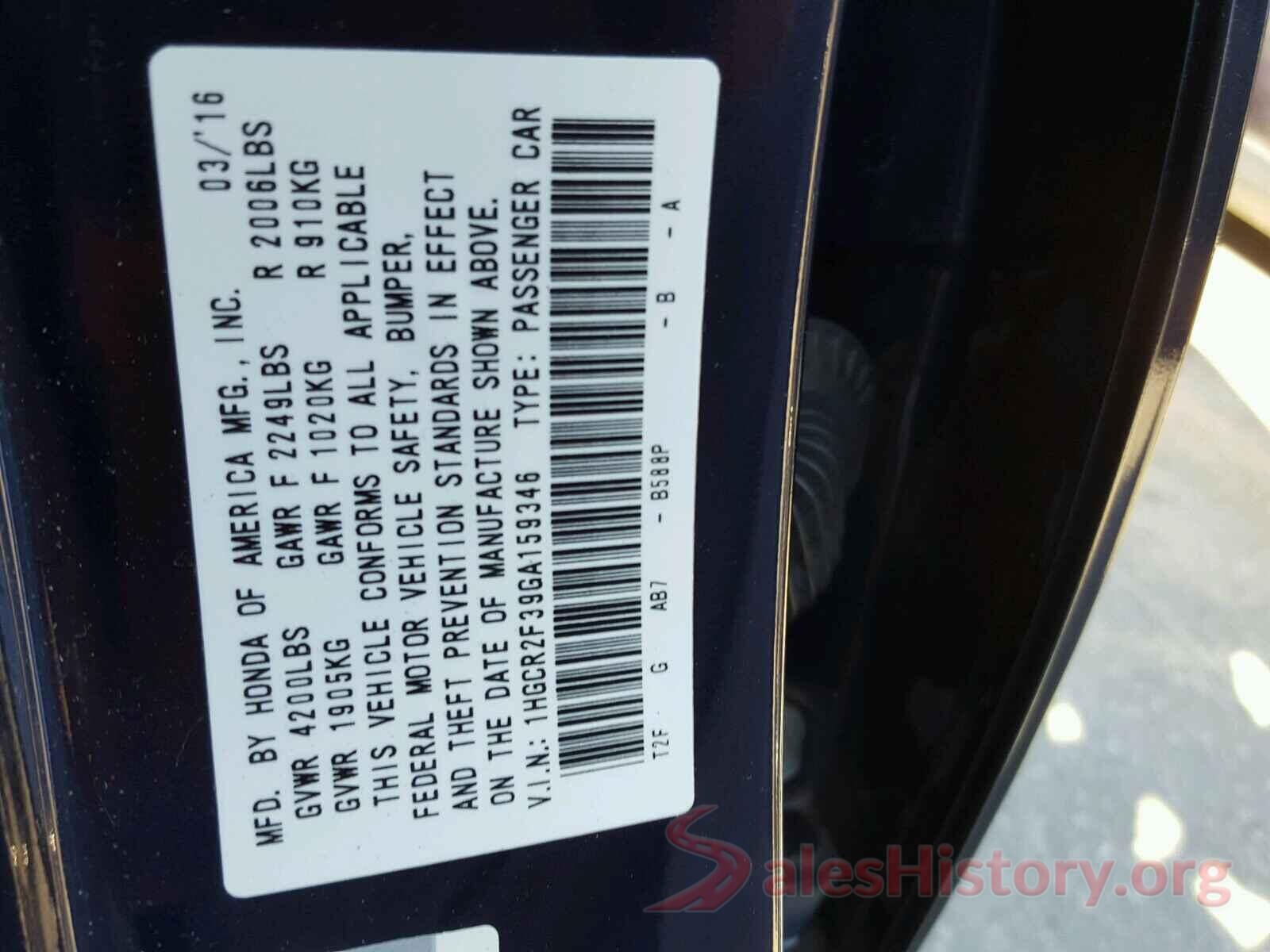 1N4AL3AP9GC145691 2016 HONDA ACCORD