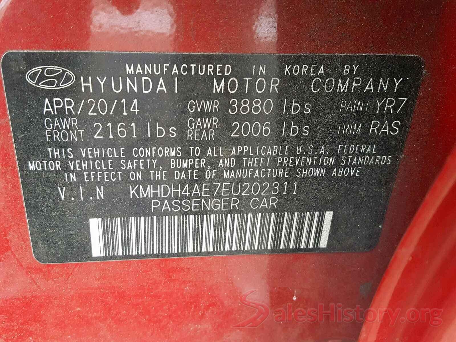 3KPF24AD1LE237945 2014 HYUNDAI ELANTRA