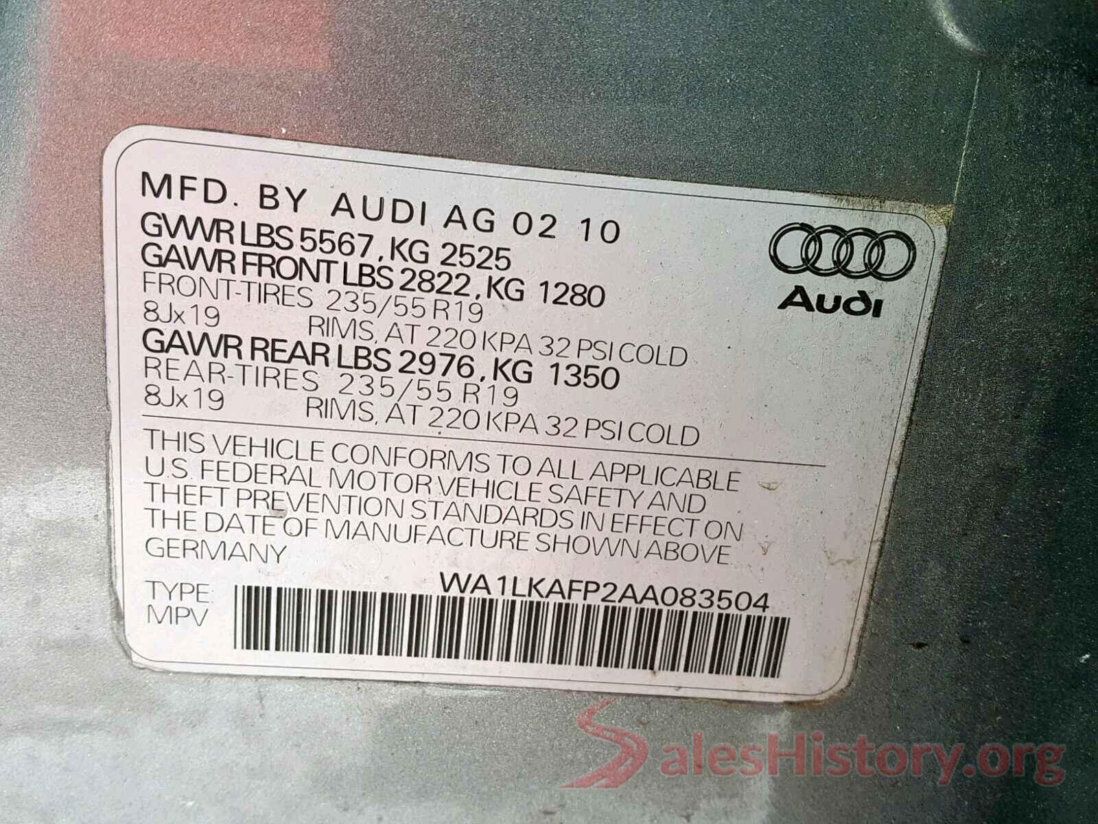 WBA8E9C54GK644550 2010 AUDI Q5