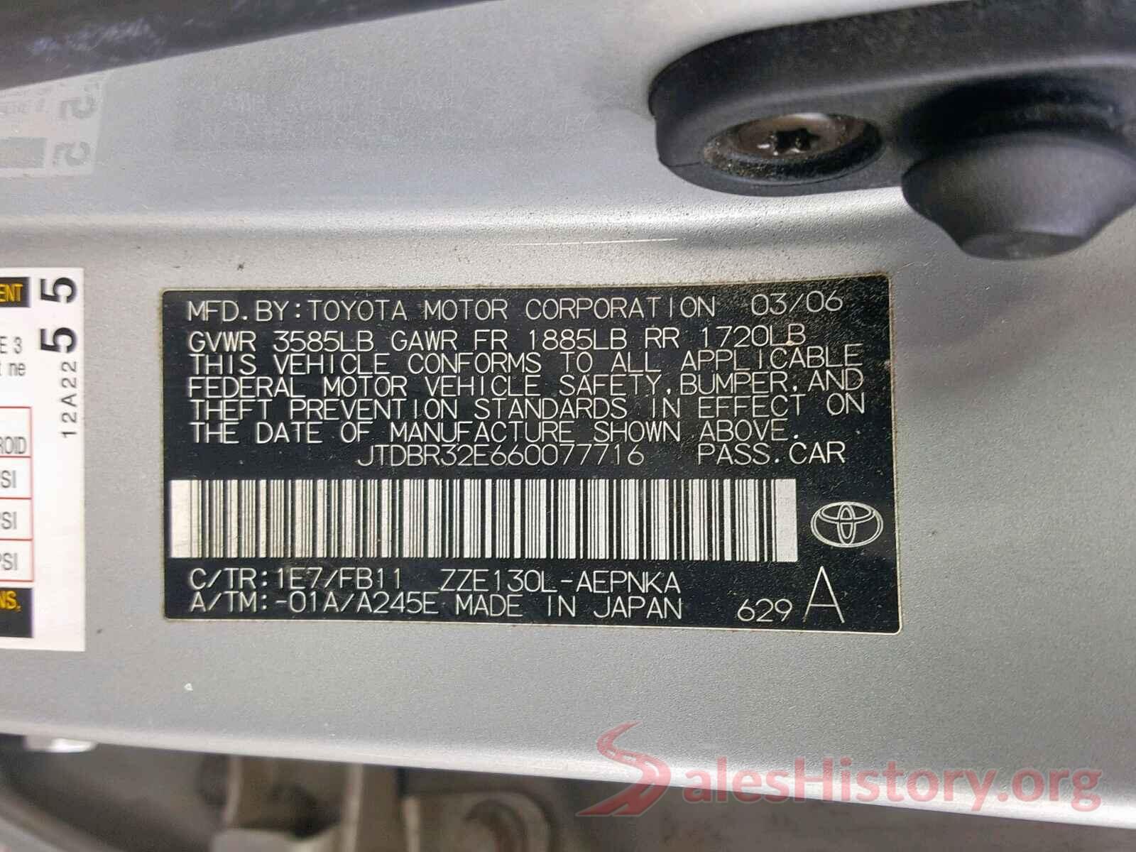 2T1BURHEXKC239341 2006 TOYOTA COROLLA