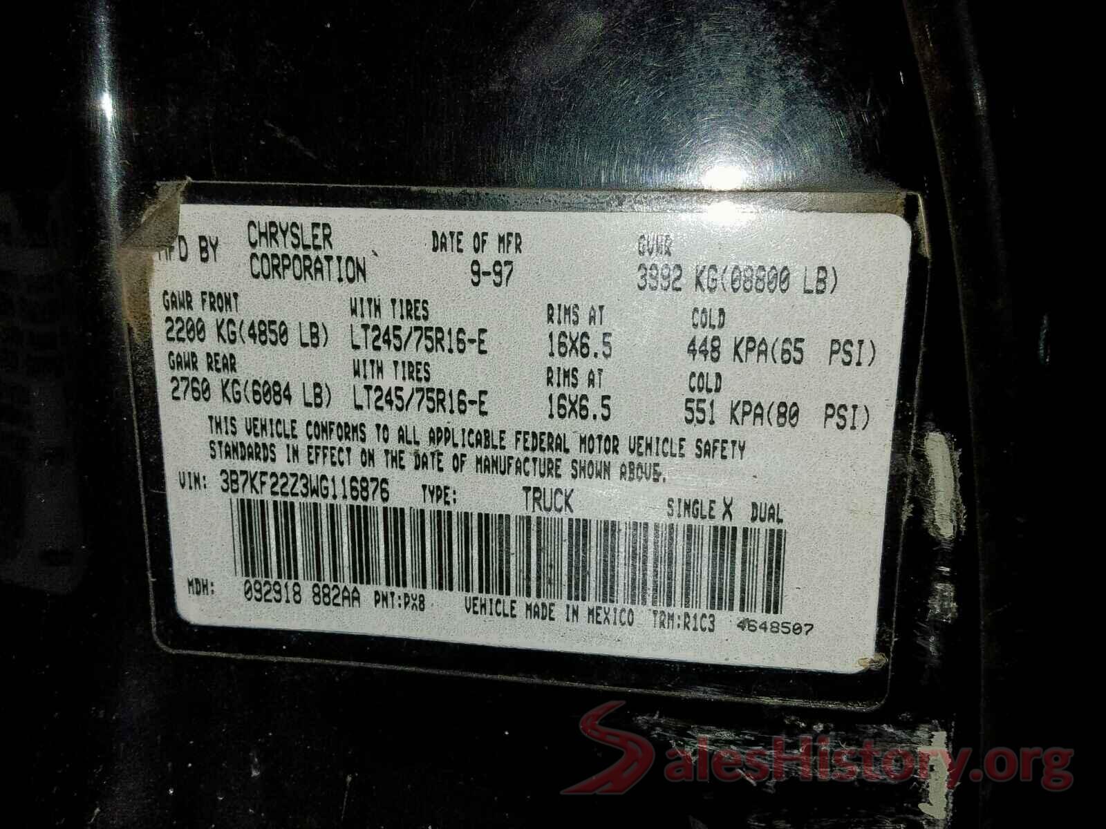 3FA6P0T90GR203485 1998 DODGE RAM 2500