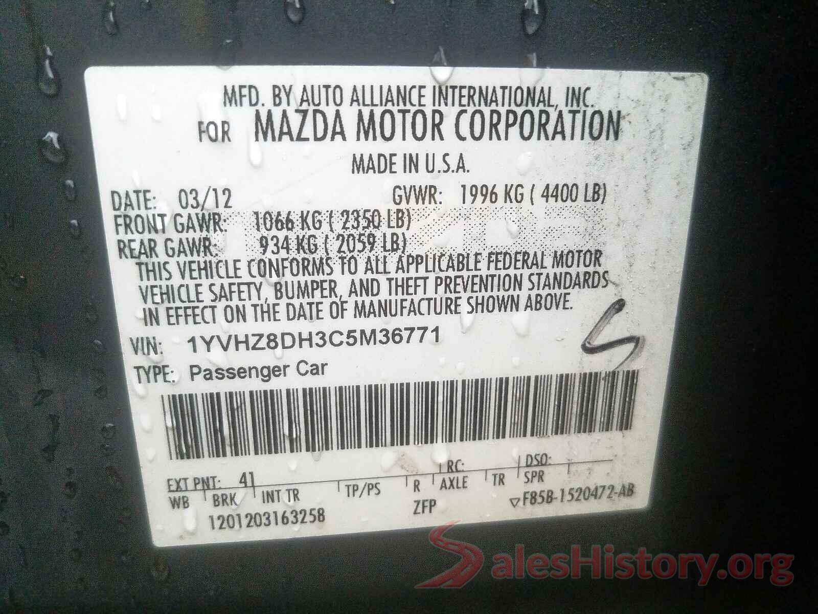 1V2RE2CA2LC221464 2012 MAZDA 6