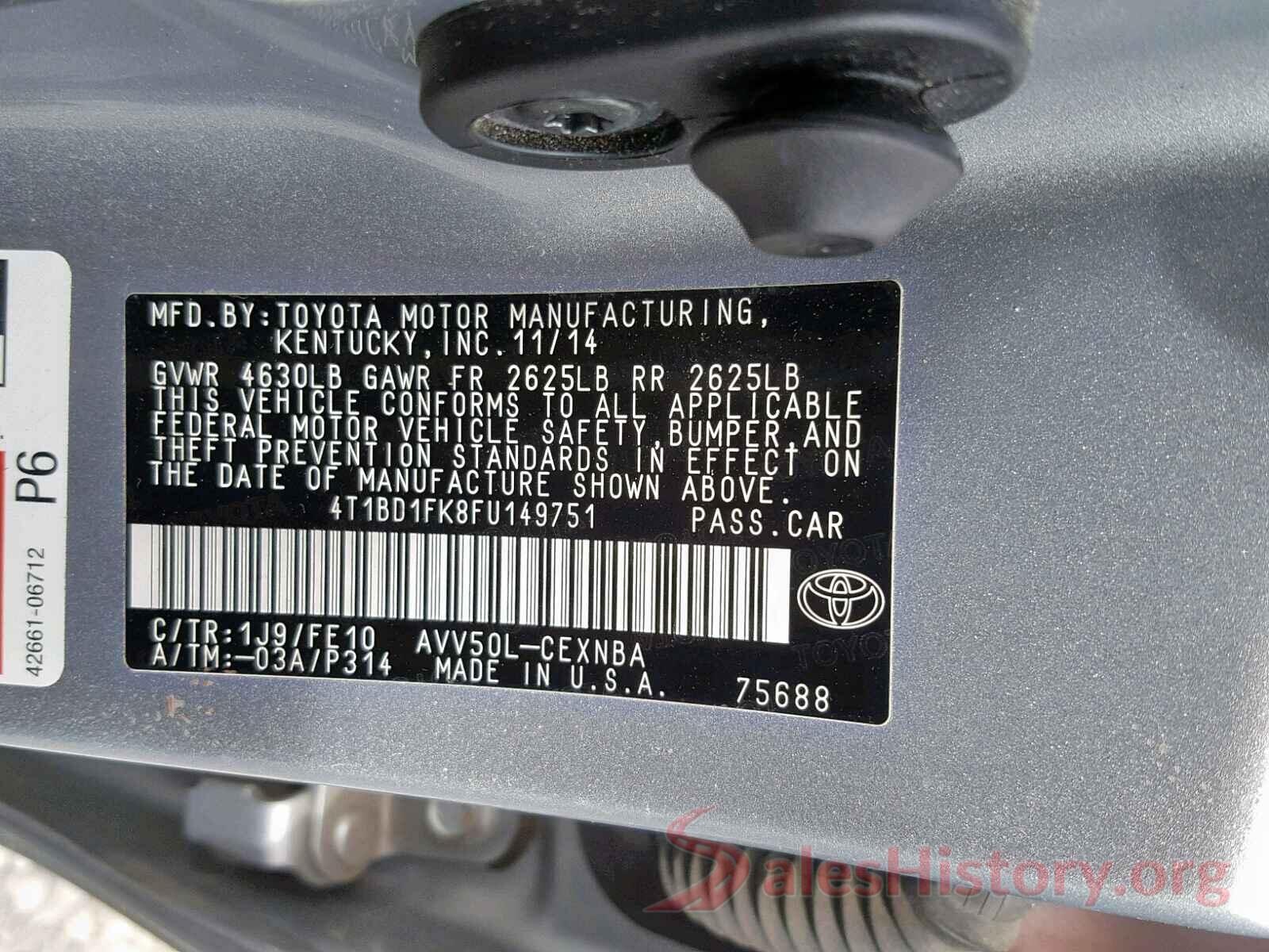 4T1BD1FK8FU149751 2015 TOYOTA CAMRY