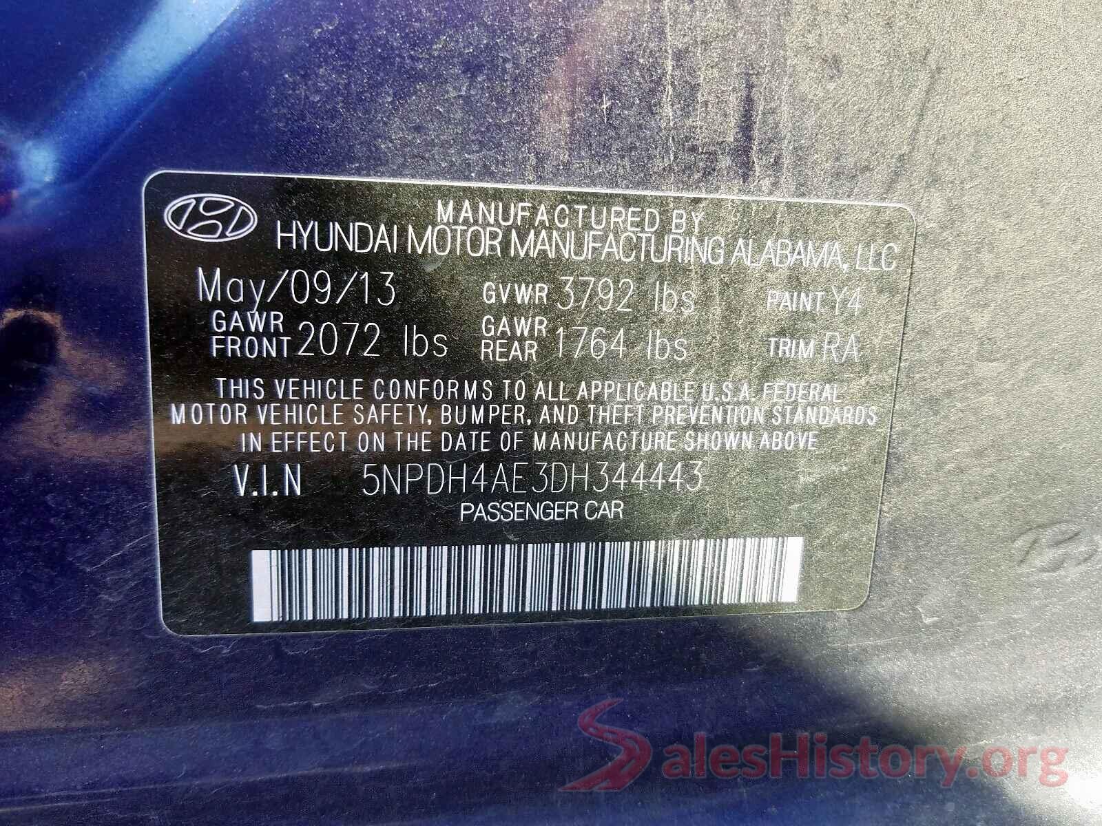 4S4BSENC0G3247106 2013 HYUNDAI ELANTRA