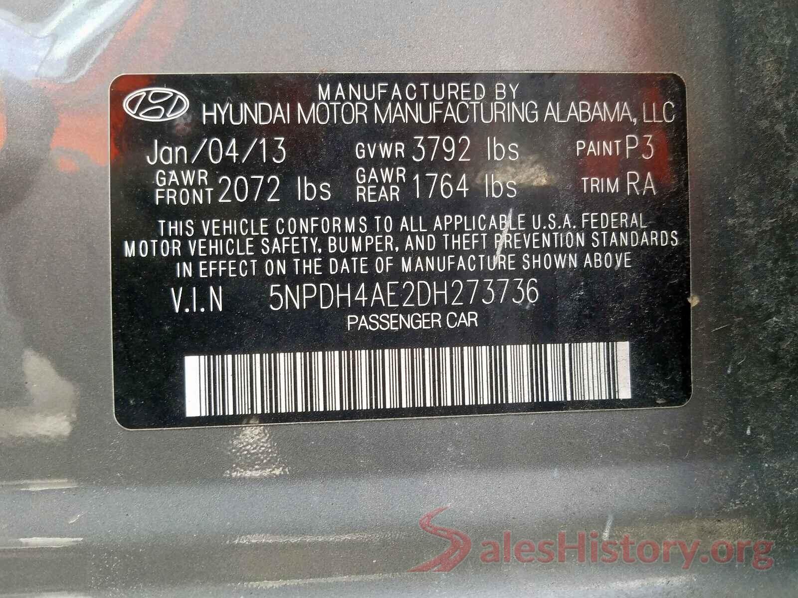 5TFHW5F12JX713506 2013 HYUNDAI ELANTRA