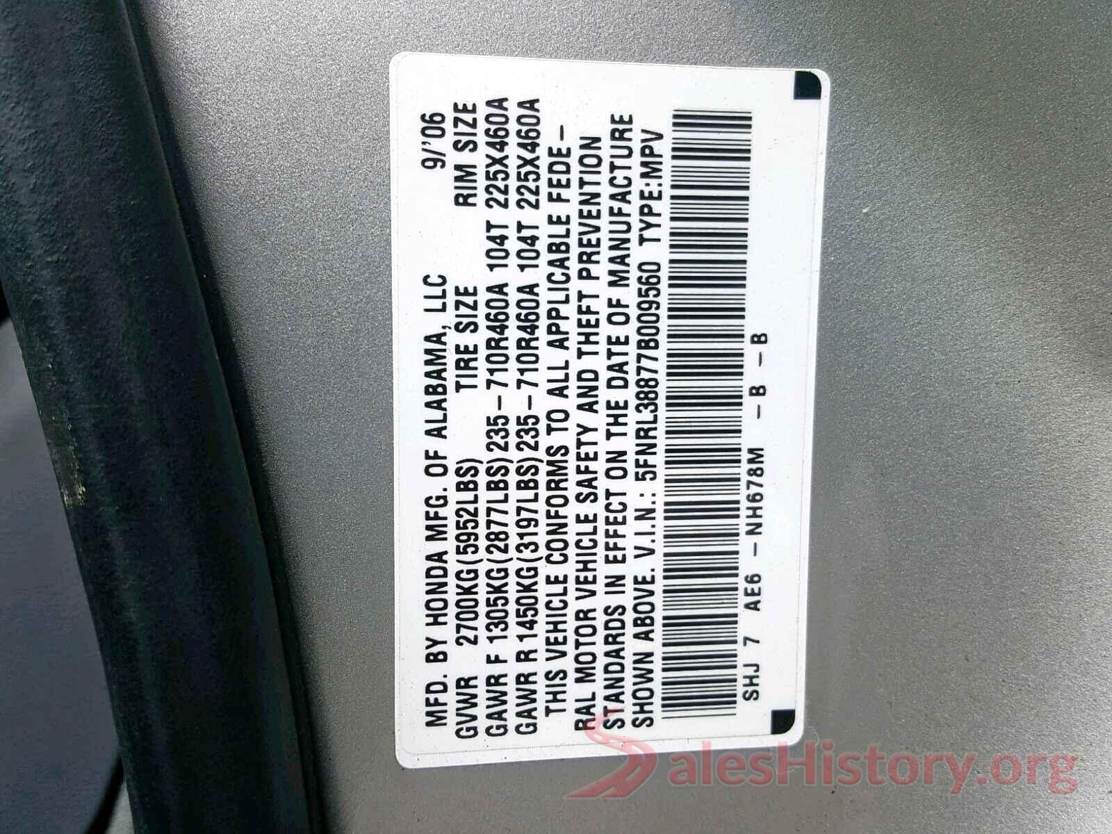 3N1CN8EV8LL880148 2007 HONDA ODYSSEY TO